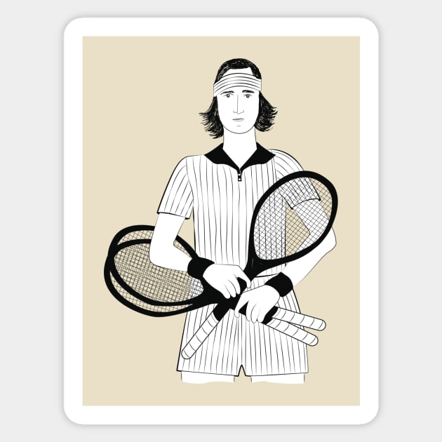 Richie Tenenbaum tenis B&W - Wes Anderson Sticker by mujeresponja